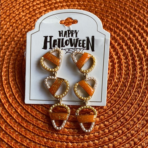 Happy Halloween Jewelry - NWT Halloween Orange and Gold Candy Corn Earrings by Happy Halloween